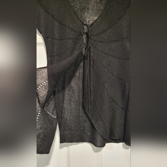 NWOT Willie Smith Black Short Sleeve Linen/Rayon Sheer Top- Size Medium - Picture 5 of 12